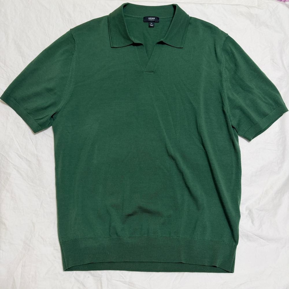 Reiss Duchie Merino Wool SS Polo Shirt Men XL Preppy Yellow Knit Open Collar